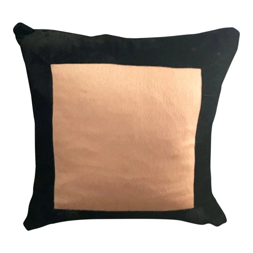 24” Waterford Gold Satin and Black Velvet Luxury Pillow With Feather Insert